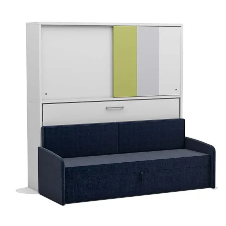 Eenpersoons bedkast Academy - Verde - met  blauwe bank