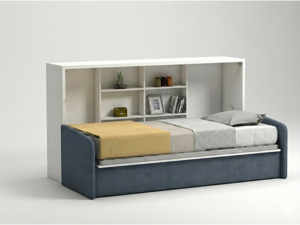 Eenpersoons opklapbed met bank crème - Afbeelding 2