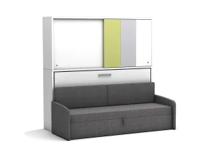 Eenpersoons bedkast Academy - Verde - met grijze bank