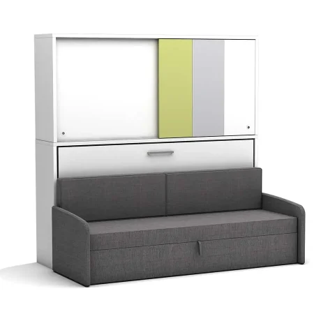 Eenpersoons bedkast Academy - Verde - met  grijze bank