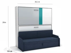 Stapelbedkast Smart Bunk  met blauwe bank