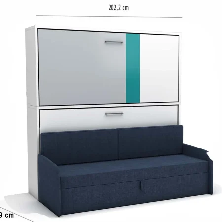 Stapelbedkast Smart Bunk  met blauwe bank