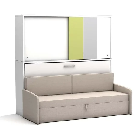 Eenpersoons bedkast Academy - Verde - met  crème bank