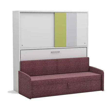 Eenpersoons bedkast Academy - Verde - met  roze bank